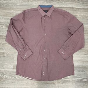 Angelo Litrico Mens Shirt Slim Fit Button Down Maroon Size XL